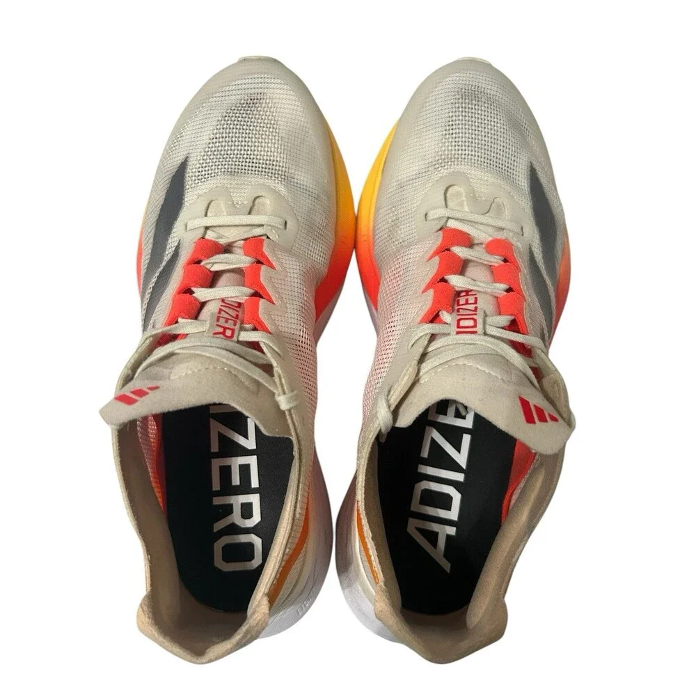 Adidas Adizero Boston 12 Lightstrike Pro Womens Ivory Silver Running Shoes Sz 8